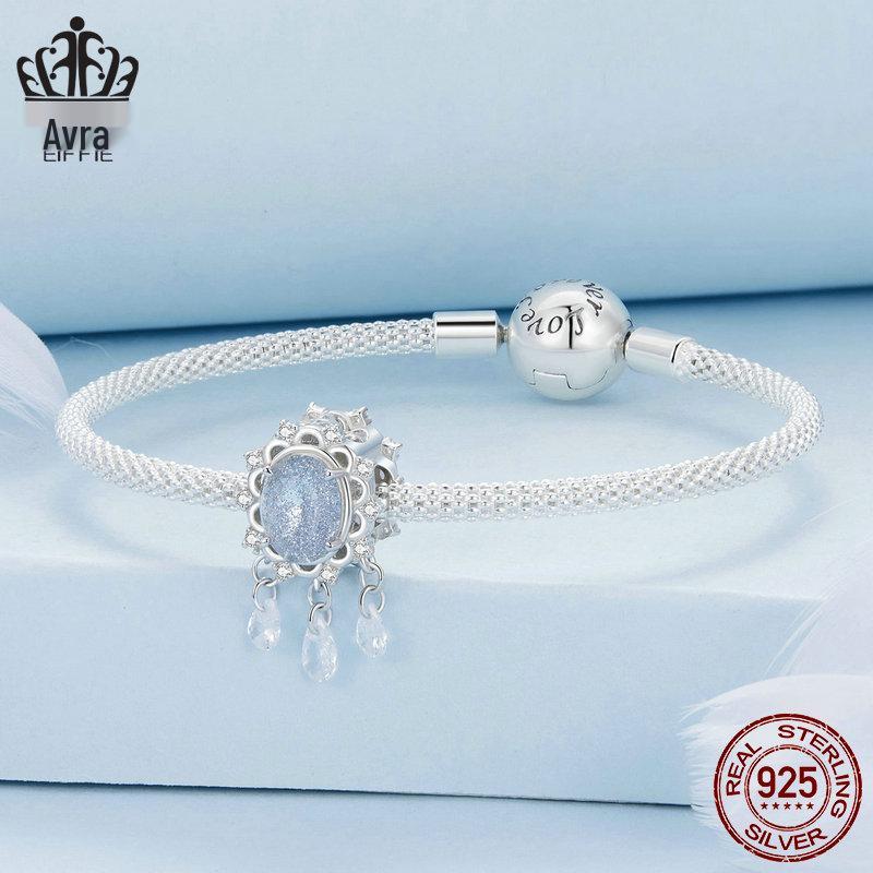 Avle Teardrop Zircon Tassel Beads: Original Shining S925 Sterling Silver for DIY Jewelry