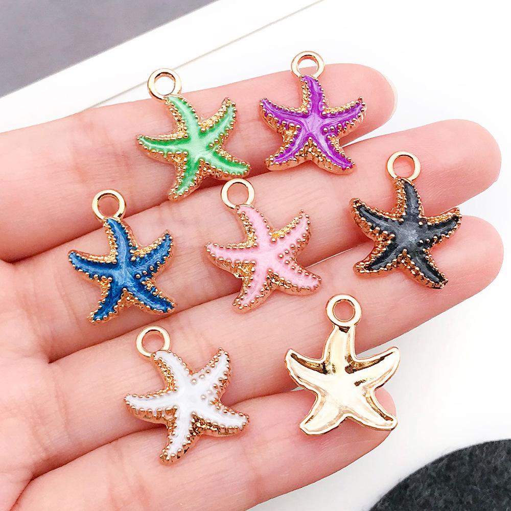 Dripping Oil Ocean Starfish Diy Alloy Jewelry Accessories Bracelets Necklace Earrings Keychain Pendant Pendant