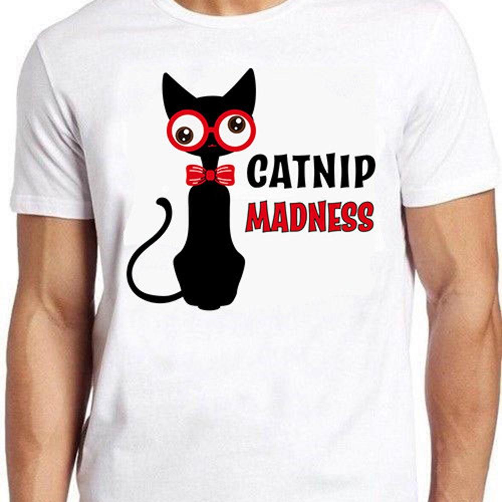 

230GSM 100% Cotton T-Shirt Catnip Madness Cute Cat Funny Hilarious Witty Funny Meme Gift Tee Cult Movie T Shirt 869 XS белый