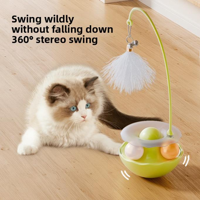 Tumbler Feather Cat Toy Interactive Self-Play Catnip Teaser for Indoor Kittens