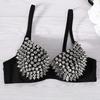 Sexy Steampunk Lingerie Bra for Women – Spike Studs Wireless Bra Top, Fashion Party Club Wear, Sparkling Rhinestone Design