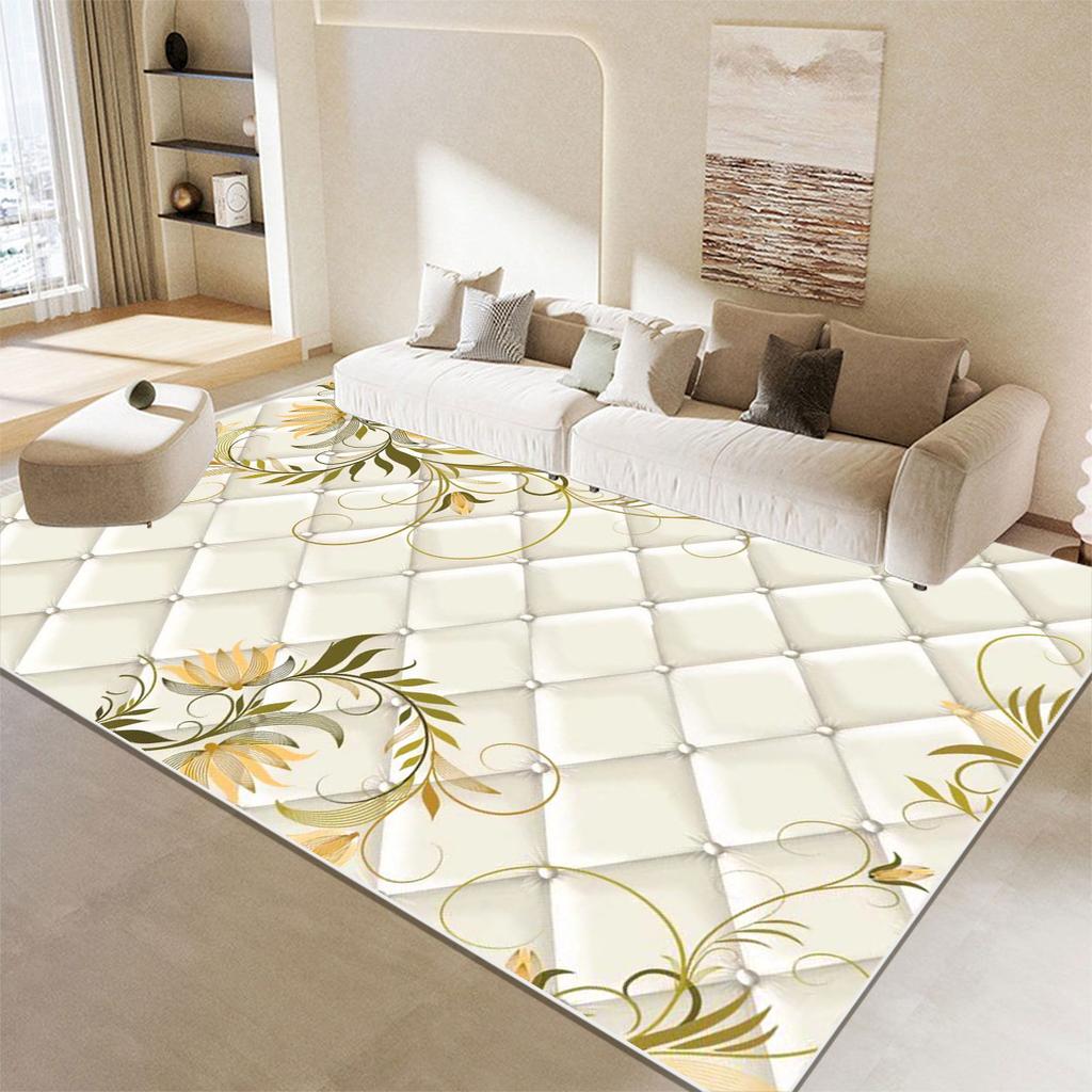 European Style Pink Rose Carpets for Living Room Decoration Luxur Sofa Area Non-slip Floor Mat Bedroom Lounge Soft Rugs Washable