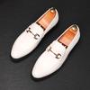 Novedad Zapatos de Vestir de Boda para Hombre con Botón de Metal Blanco Negro Zapatos Planos Casuales para Hombre Mocasines para Regreso a Casa Baile Zapatillas Hombre