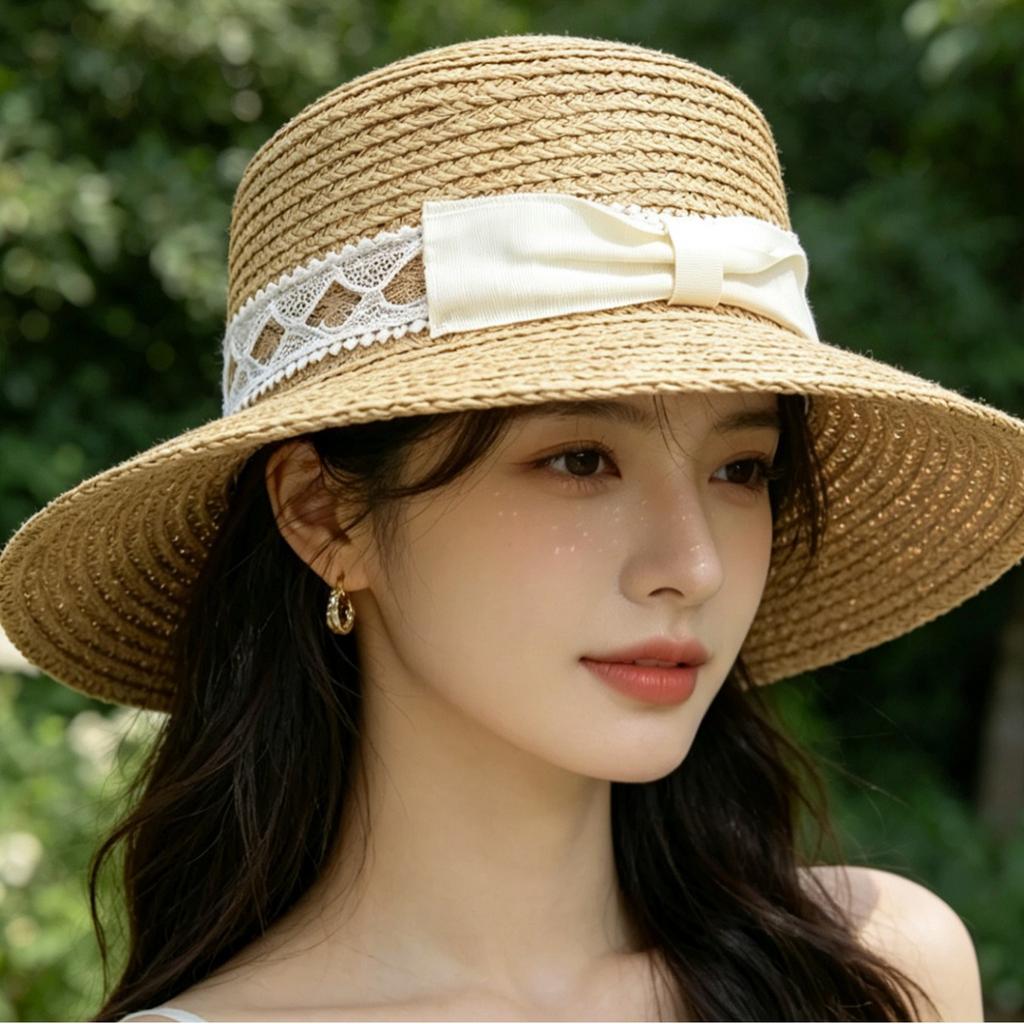 Lafite Hat Spring and Summer European and American Straw Hat Mountaineering Travel Vacation Upturned Edge Beach Straw Hat Performance Jazz Hat