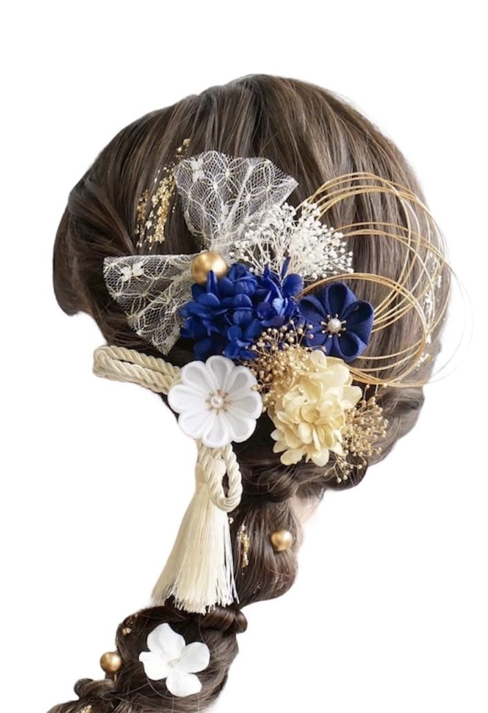 

Lomeri Hair Ornament Set Available in 8 Colors Chirimen Perfect for and Weddings Kimono N3 (14 pieces) - - Tsumami-zaiku (Crepe) - Coming-of-Age серый