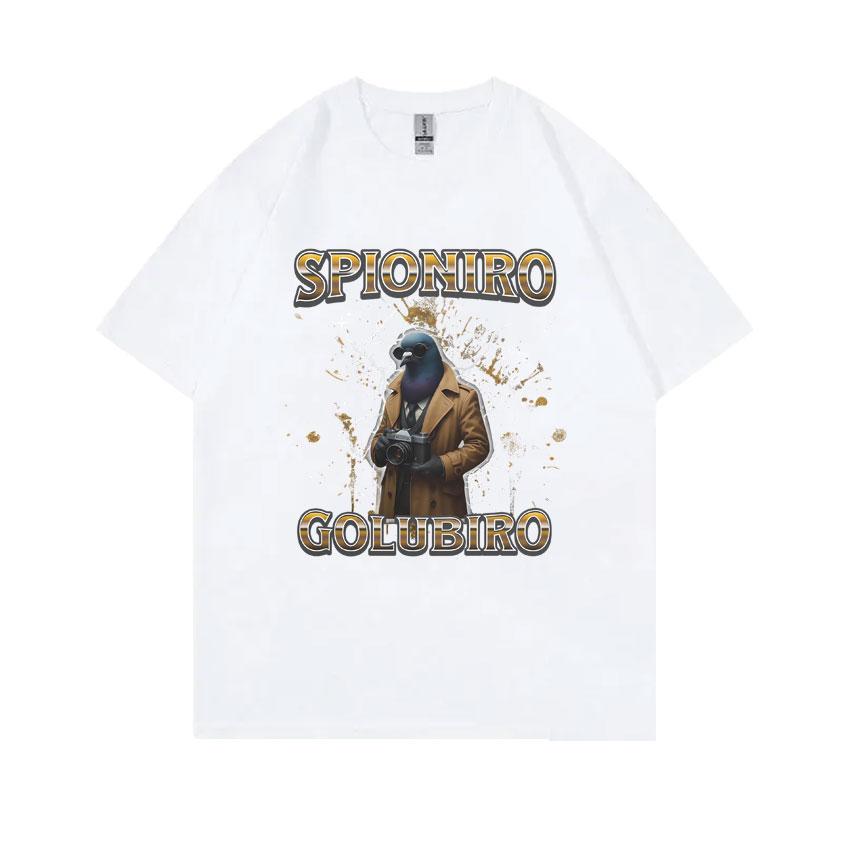 Italian Brainrot Spioniro Golubiro Tshirt Pigeon Funny Meme T-shirts Men Women Casual Cotton Short Sleeve Male Vintage T Shirt