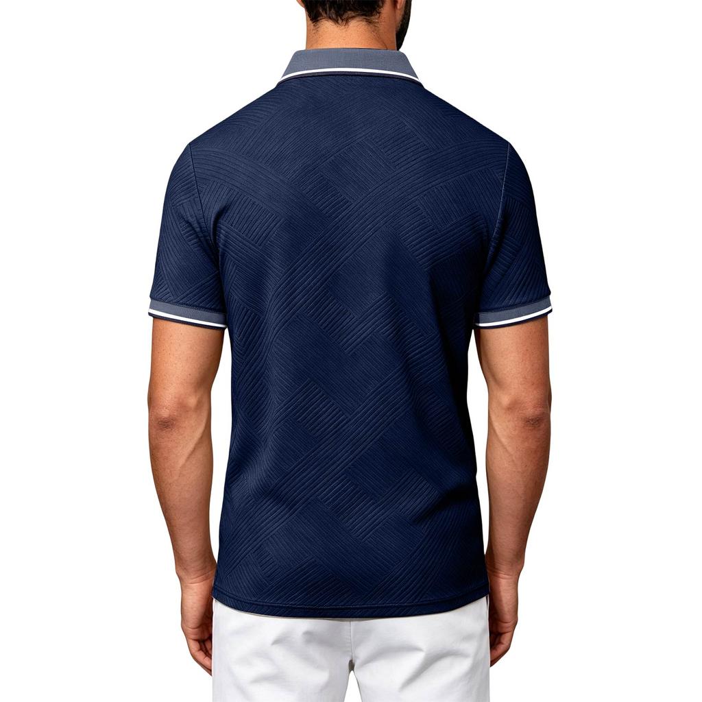 Men’s Slim Fit Polo Shirt Short Sleeve Casual Turn Down Collar Button Front Lightweight Top