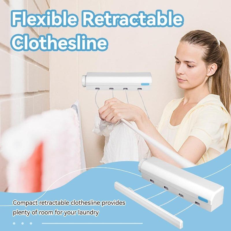 Retractable Clothesline 5-Line Indoor Wall Mounted Drying Line Telescopic Laundry Rack Punching Installation Space-Saving for Home Bathroom Balcony