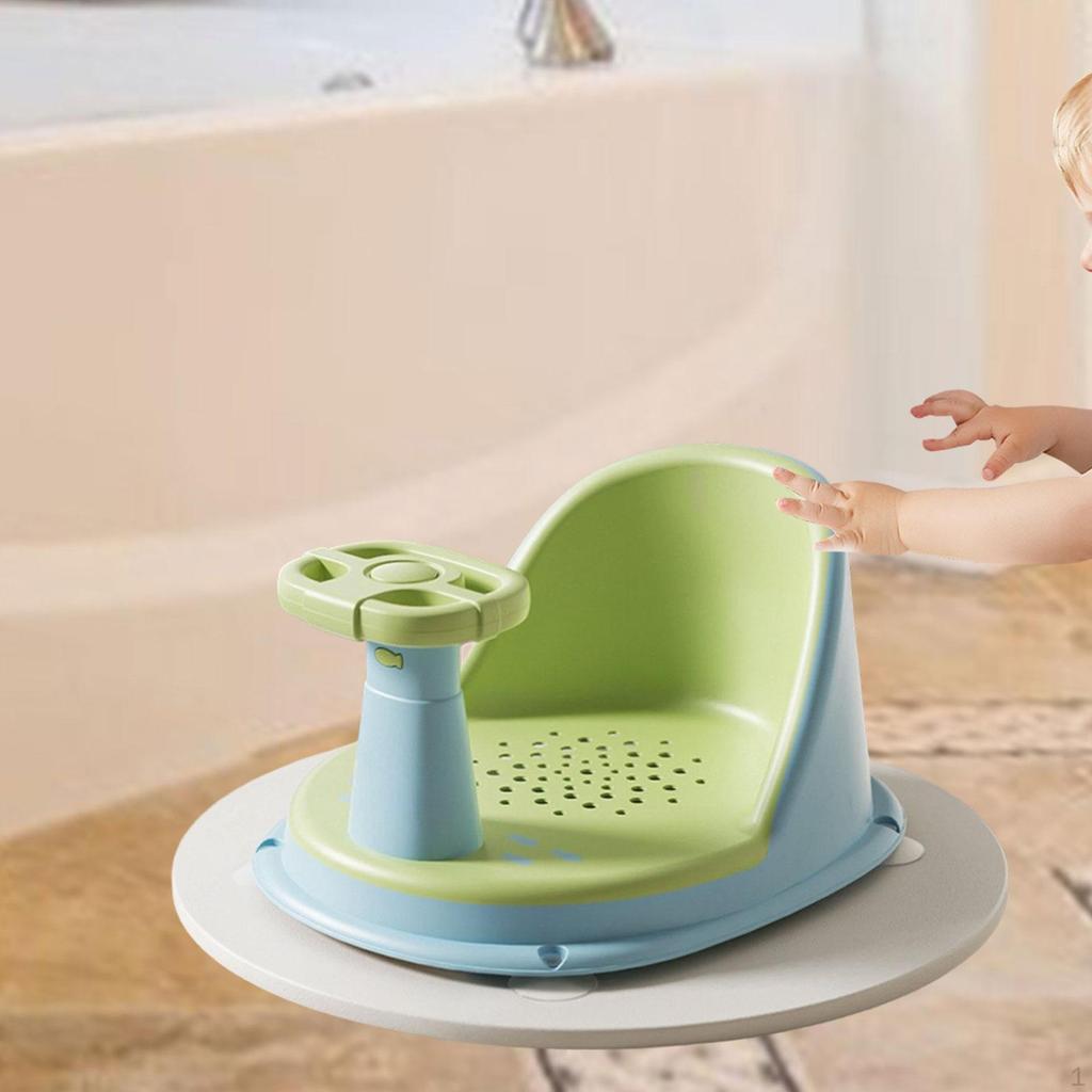 Baby Bath Seat Support Chair Stability with Suction Cups Sit up Bathing khaki