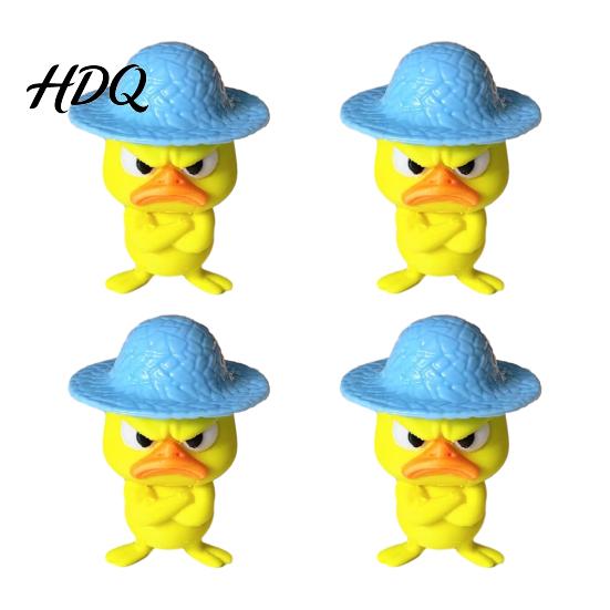 Collectible Figurine for Desk Enthusiasts 4Pcs 3D Printed Angry Duck Figurines Mini Grumpy with Straw Hat Unique Decor Coworkers Cute Cross-Arms