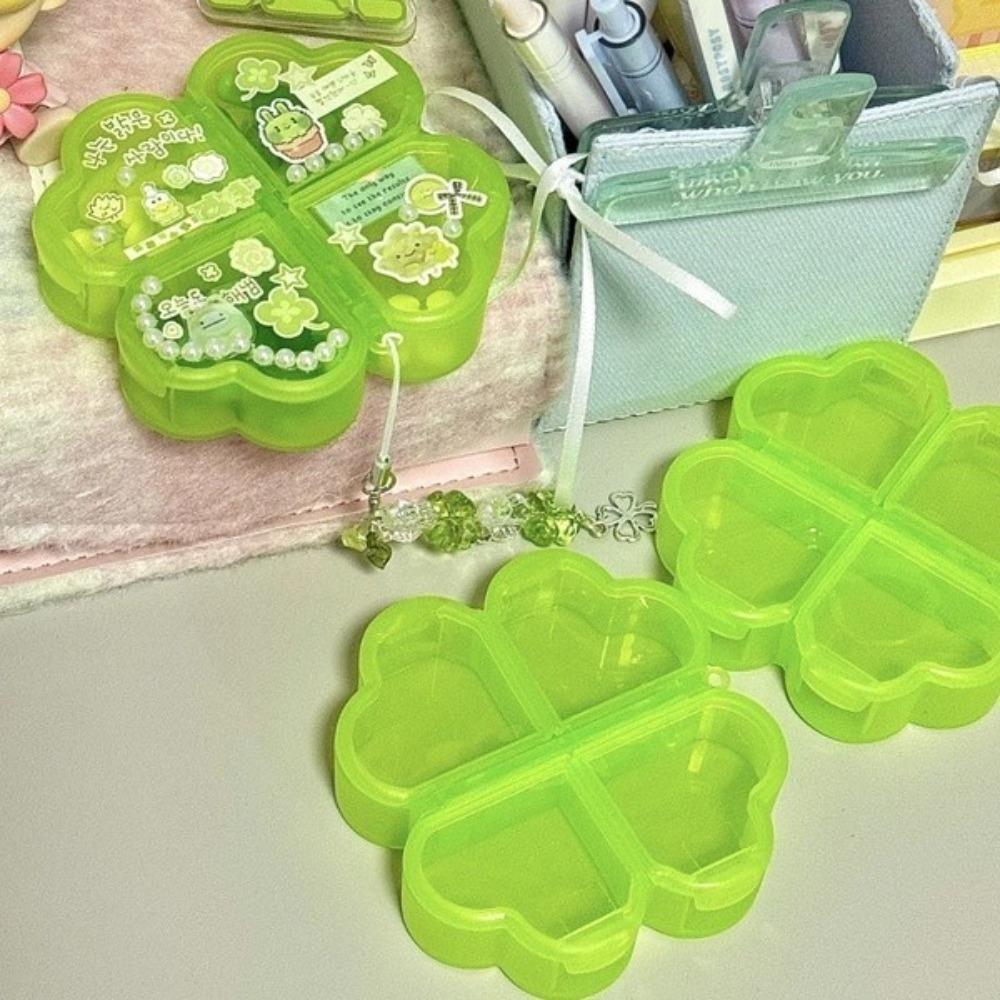 Plastic Daily Pill Organizer Four-leaf Clover Drug Contain Durable Pill Storage Box