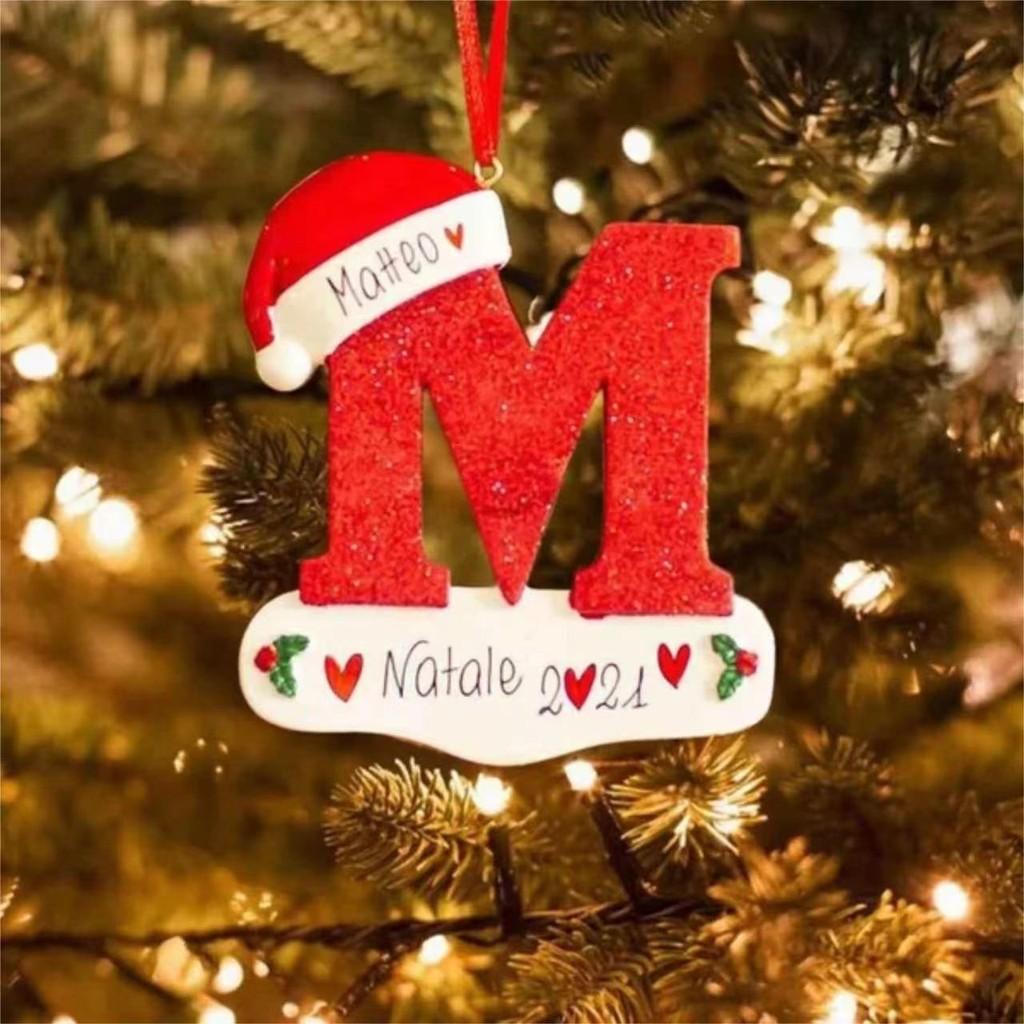 Beautifully Handpainted Crafted Resin Christmas Ornaments With 26 Alphabet Letters A To Z For Decor Stylish