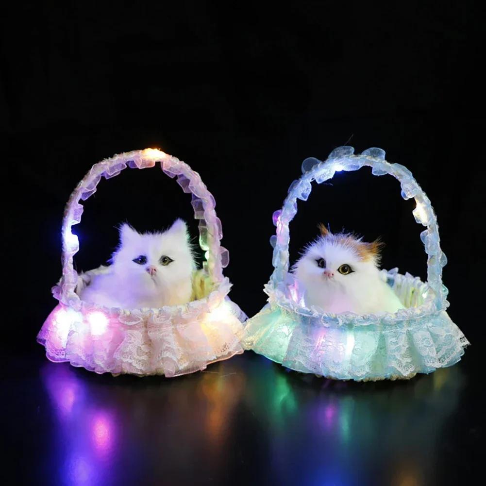 

Новая имитация кошки подвесная корзина плюшевая модель животное реалистичные кошки блестящее украшение стола детский праздник подарок