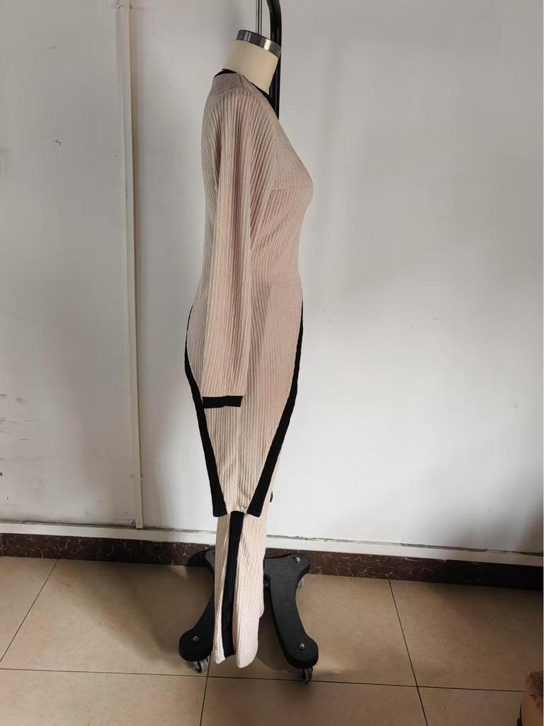2025 Spring/Summer Women's Color-Block Long-Sleeve T-Shirt & Patchwork Pants Set