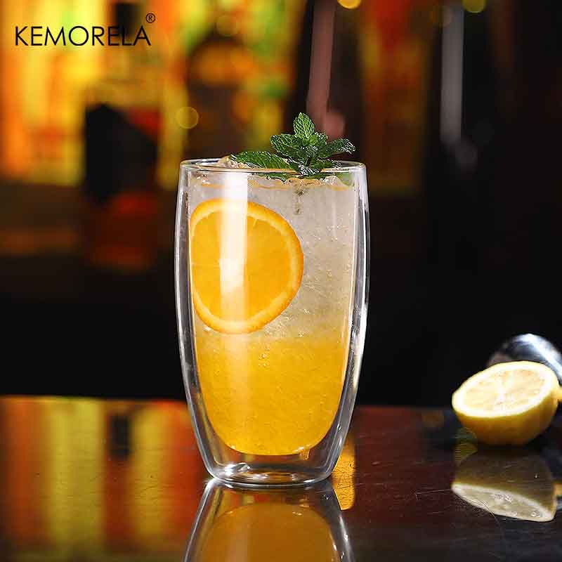 1PCS Double-Wall Heat-Resistant Glass Cup Transparent Milk Tea Whisky Beer Coffee Drinkware Cup for American Style Drinking