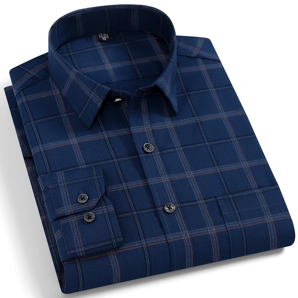 Quality Stretch Men Shirt Viscose Fiber Long Sleeve Anti-wrinkle Non-ironing Regular Fit  Casual Business Office Stretch Shirt