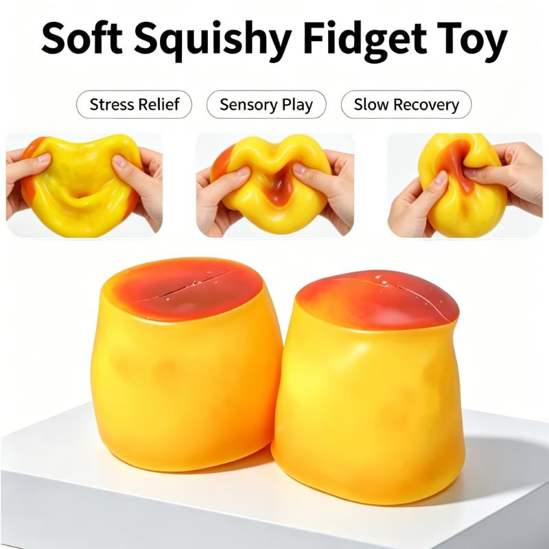 Hot Crunchy Squishy Caramel Pudding Stress Ball Fidget Toys Food-Shaped Pudding Asmr Sensory Stress Relief Toys For Adults Gift