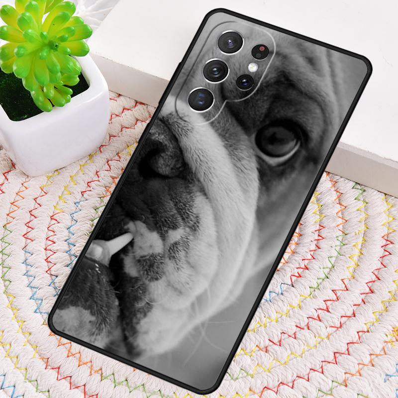 Lazy english bulldog cute dog Silicone Phone Case For Samsung Galaxy note 10 pro S26 S25 S24 S23 S22 S21 Plus Ultra Capa Cover