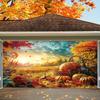 1 Piece, Happy Autumn Garage Door Decorative Banner, Polyester, Rural Farmhouse Harvest Festival Thanksgiving Party
