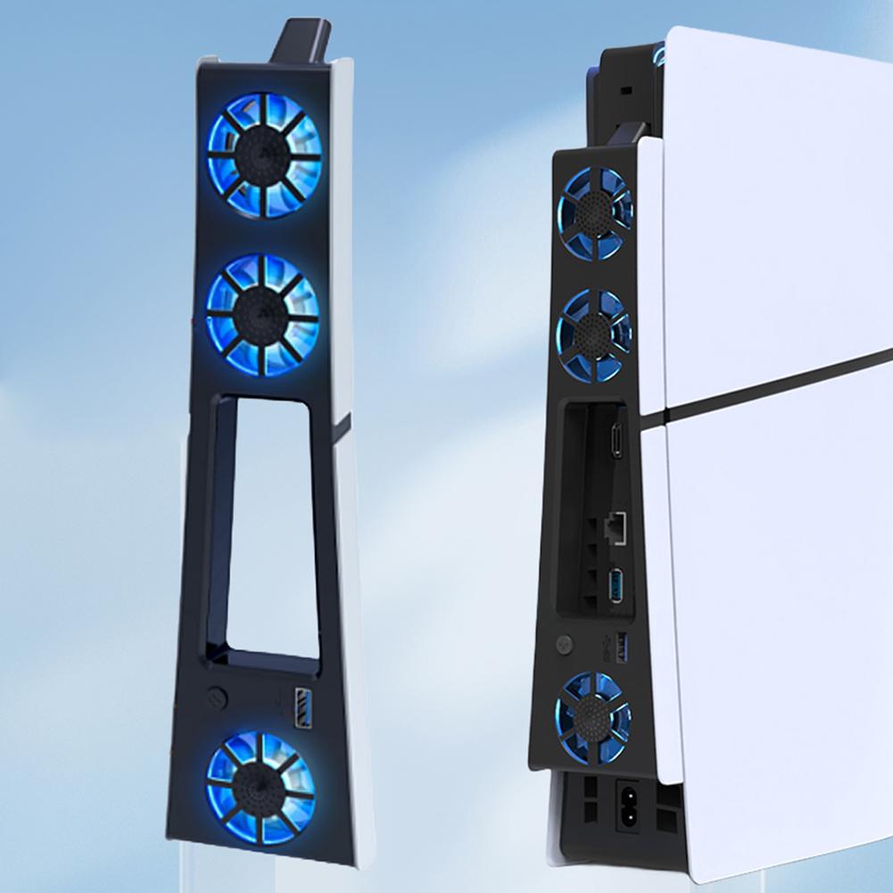 Cooling Fan for PS5 Slim Console with USB 3.0 Port Efficient Cooling System with Adjustable Speed Quiet Cooler Fan