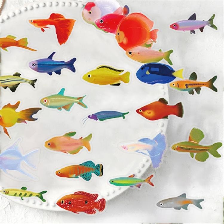 50 Sheets Fish Sticker Decorative Sticker Fish Decal Reward Sticker Sea Animal Sticker Decorative Label Sticker