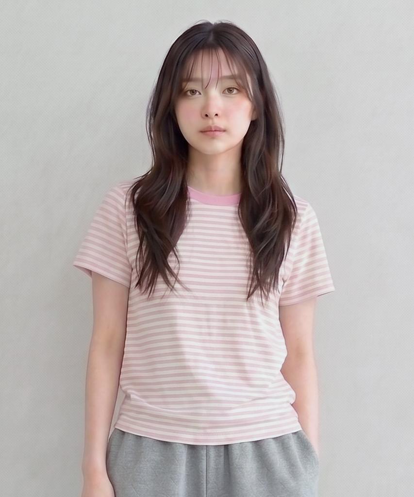 ADERNM Slub Stripe Crop T Pink