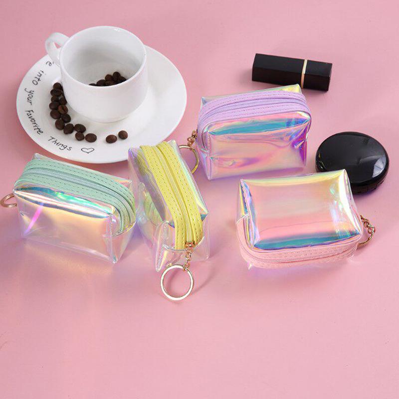 Pvc Transparent Laser Coin Purse Student Can Be Stored Waterproof Mini Coin Keychain Bag