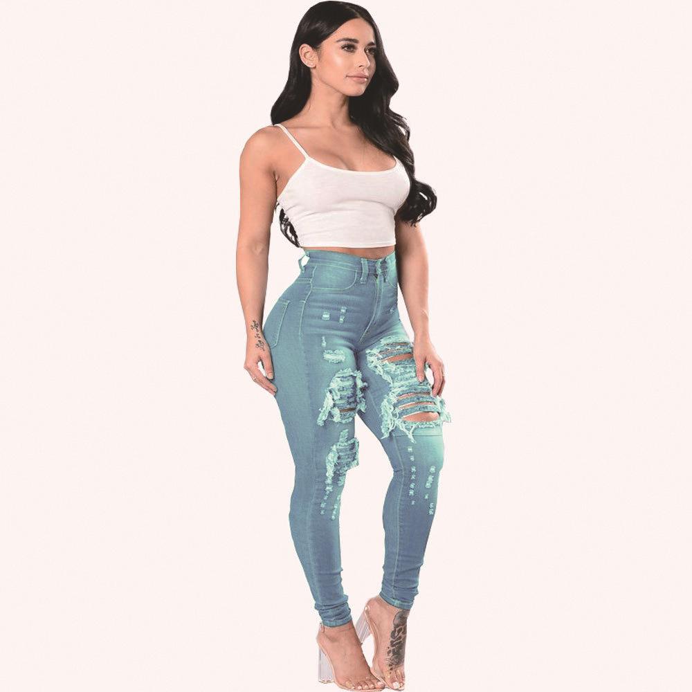 Women s Cross-Border Ripped Skinny Jeans 3XL