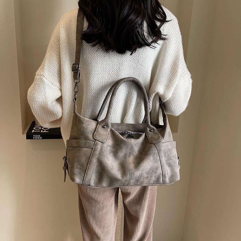 Vintage Tote Bag, New Fashionable Frosted Shoulder Bag, Large Capacity Commuting Crossbody Bag