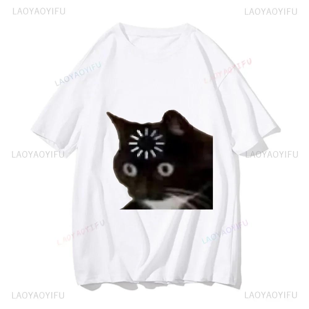 New Arrival Funny Cat Meme Emotion Print T-shirt Kawaii Harajuku Summer Style Fashion Loose Short Sleeve Y2k Women Men Clothes