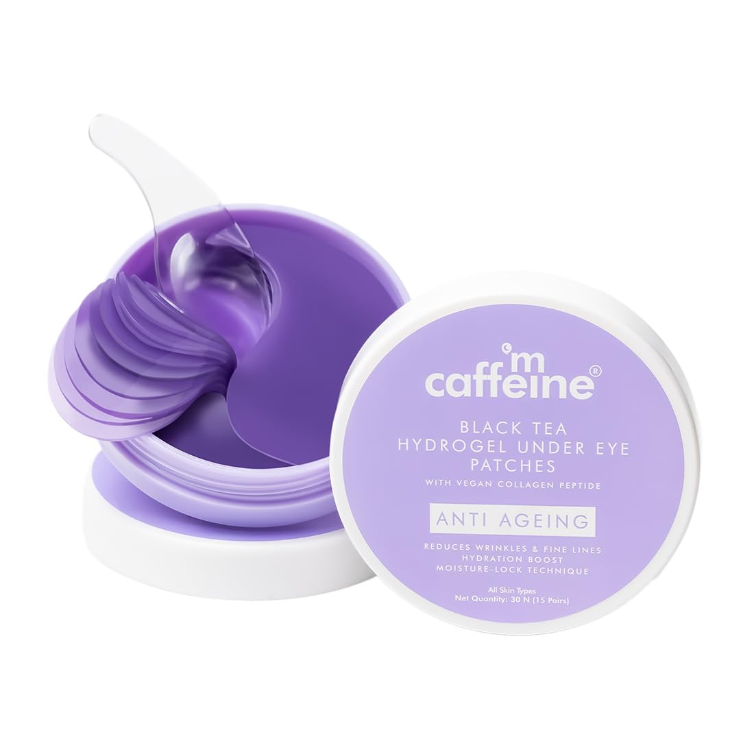 

mCaffeine Black Tea Complex Anti Ageing Under Eye Patches with Vegan Collagen Peptide 15 Pairs for Hydrated Eyes