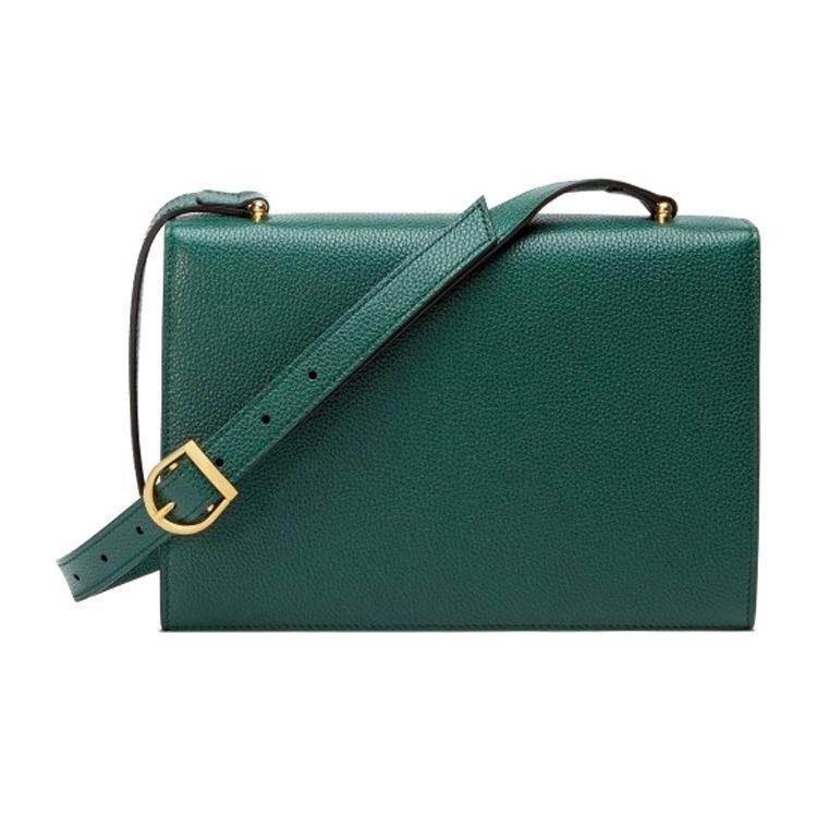 Gucci Zumi Metal Double G Buckle Classic Recommended Grain Leather Crossbody Shoulder Bag Small Women Bags Dark-Green 576388-1B90X-3154