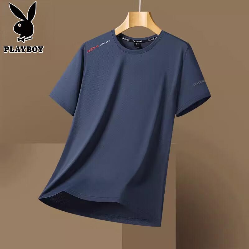 PLAYBOY Men s Ice Silk Quick-Dry Short Sleeve T-Shirt 8XL