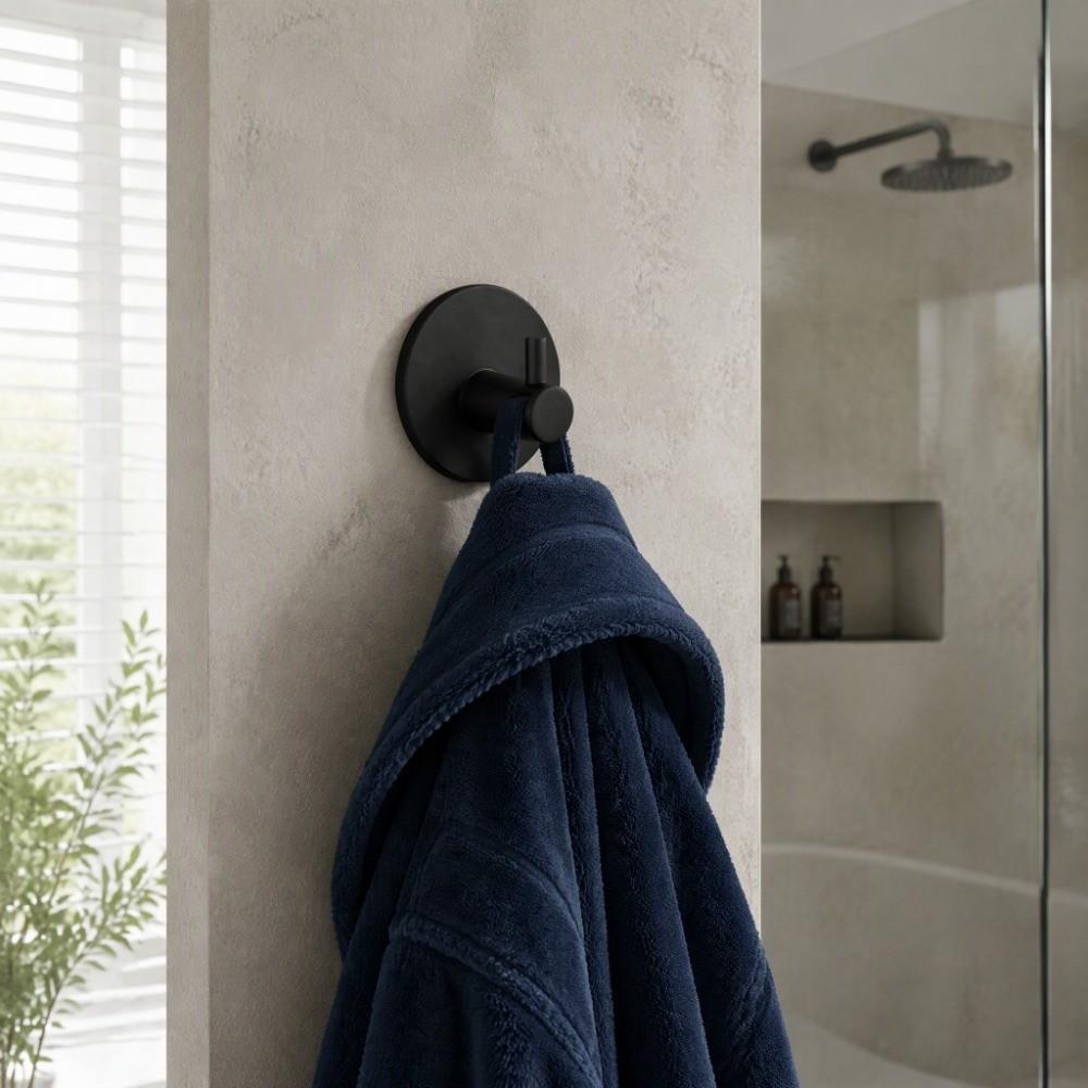 4 PCS Stainless Steel Adhesive Hook Black Silver Towel Hook Durable Wall Hook Space Saving
