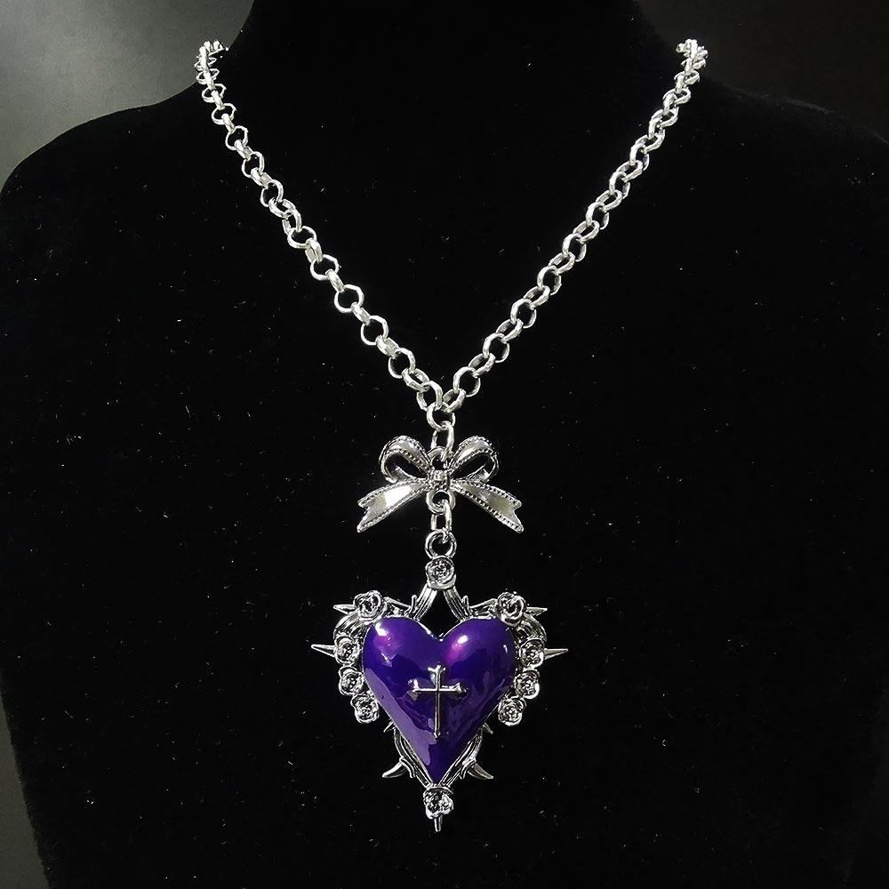 Vintage Gothic Heart Pendant Necklace for Women  Heart Cross Necklace Dark Punk Style Jewelry