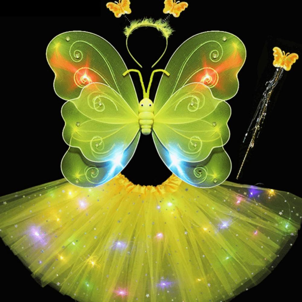 Funny Glowing Butterfly Wings Luminous Princess Dress Costume  Birthday Gift