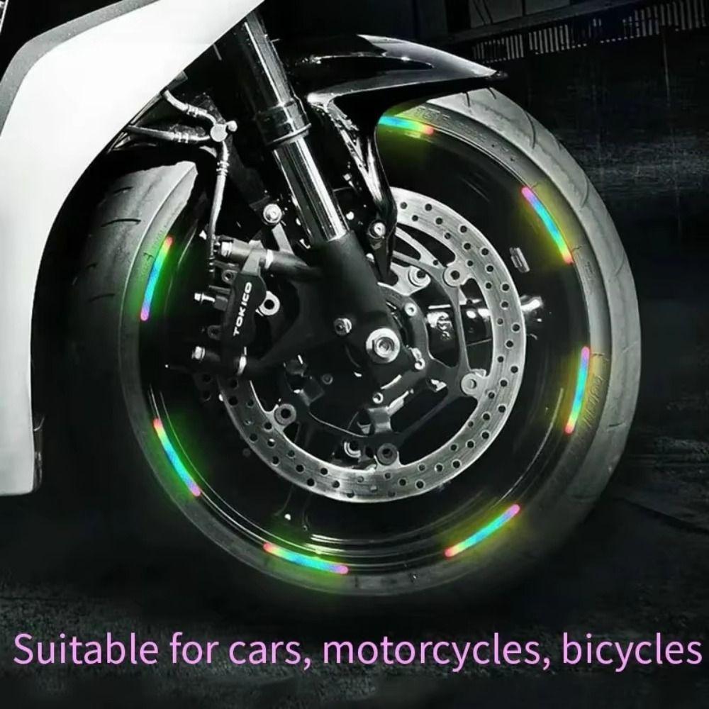 20Pcs Anti-Collision Tire Rim Reflective Strips Motorcycle Wheel Sticker Night Driving