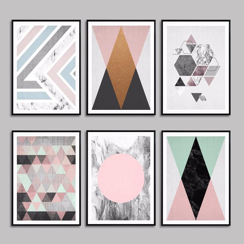 Modern Geometric Triangles Mountain Canvas Painting Minimalist Diamond Shape Art Poster Living Room Decor Wall Picture