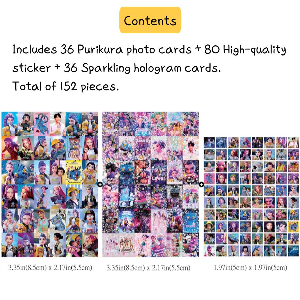 152 st Kpop Demon Hunters Fotokort, Koreansk Idolfilm, Huntrx Saja Boys Samlarkort, Demon Hunter Merchandise, Kpop Demon Hunters klistermärken.