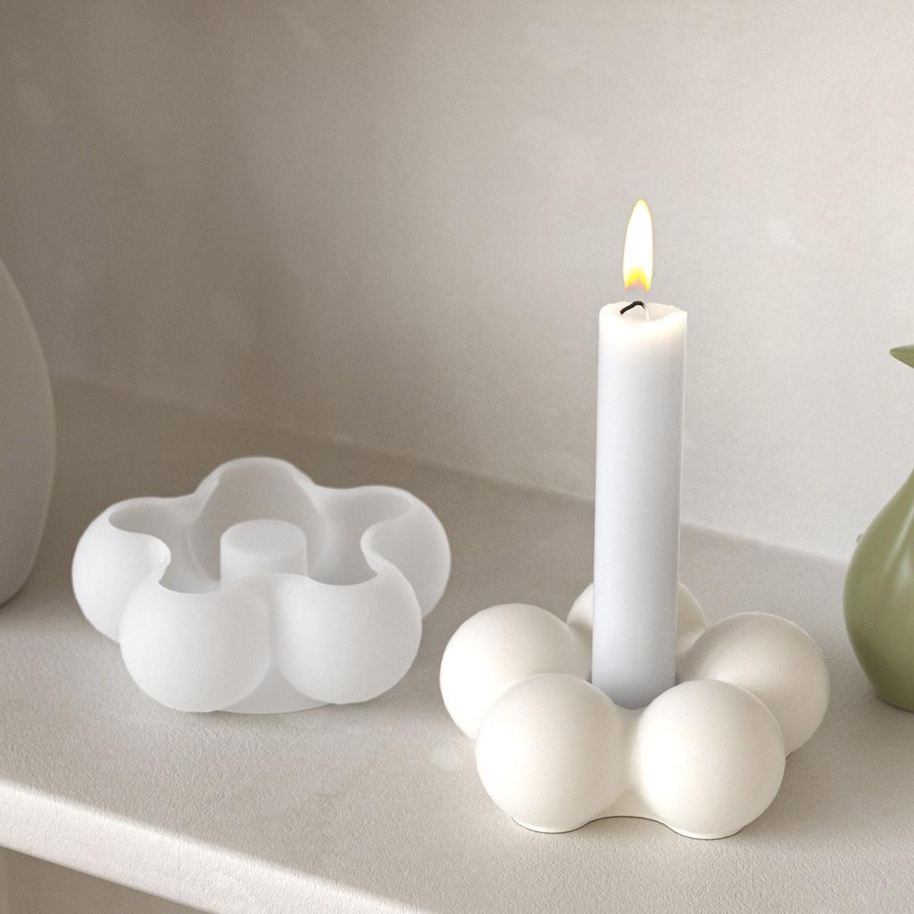 Flexible Silicone Candlestick Mold for Home Decoration and Crafts Flower Shaped Tealight Holder Desk Ornament Mould