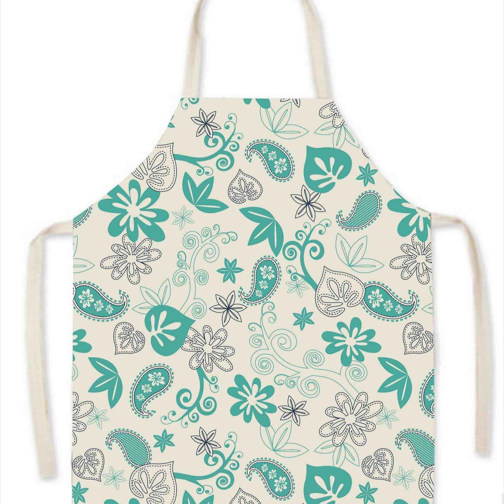 Fresh Pastoral Style Prints Supply Waterproof Pastoral Style Print Apron Kitchen Barbecue Apron 47x38cm