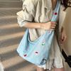 Korean Embroidered Denim Tote Bag Women'S  Sle Large Capaci Commuter Denim Oulder Crossbody Bag Tote Bag