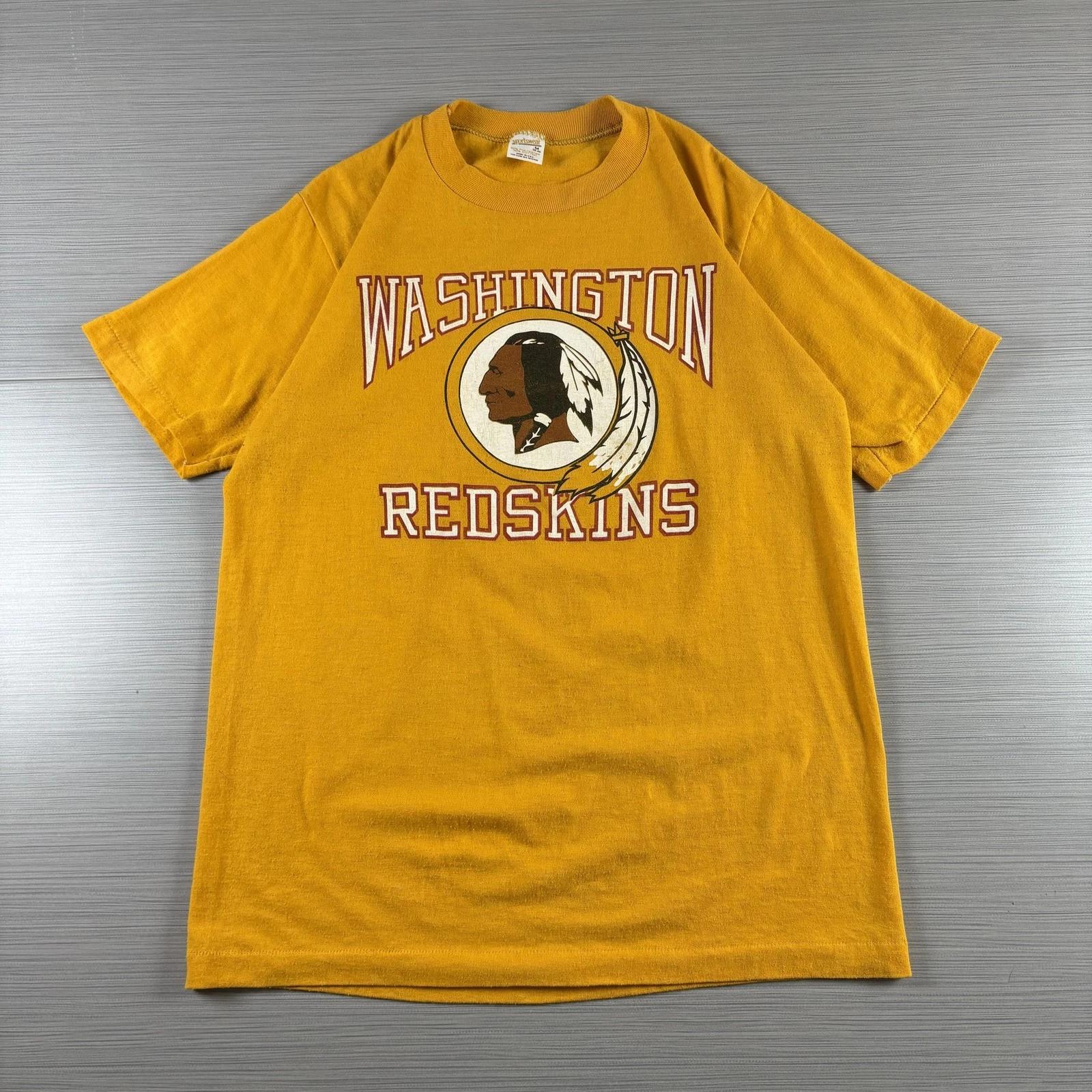 Vintage Washington Redskins Shirt Mens Medium Yellow NFL Football 80s Tee USA S