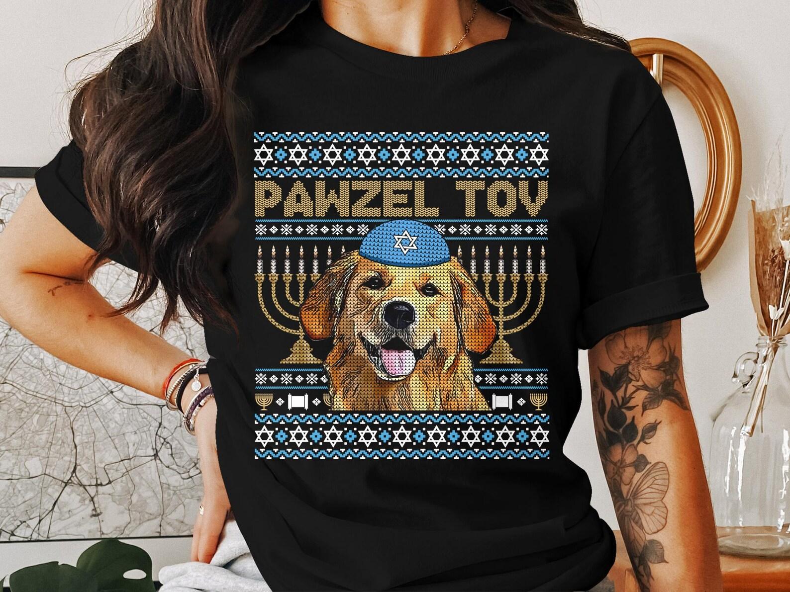 Golden Retriever Hanukkah T-Shirt Jewish Holiday Puppy Pawzel Tov Menorah Dog Lover Gift 2XL