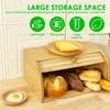 Bamboo Bread Storage Box Large Capacity Kitchen Countertop Bread Container with Roll Top Lid Bagels Storage Bin for Cookies