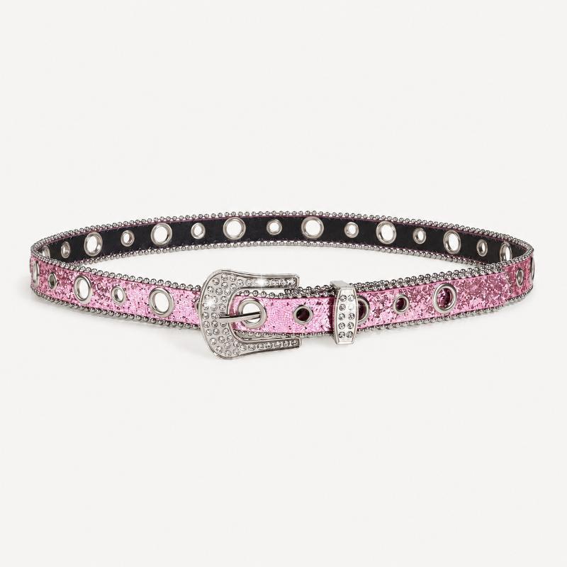 Women's Sparkly Punk Waist Belt Rhinestone Studded Glitter Crystal Buckle 1Pcs for Club Rave Events