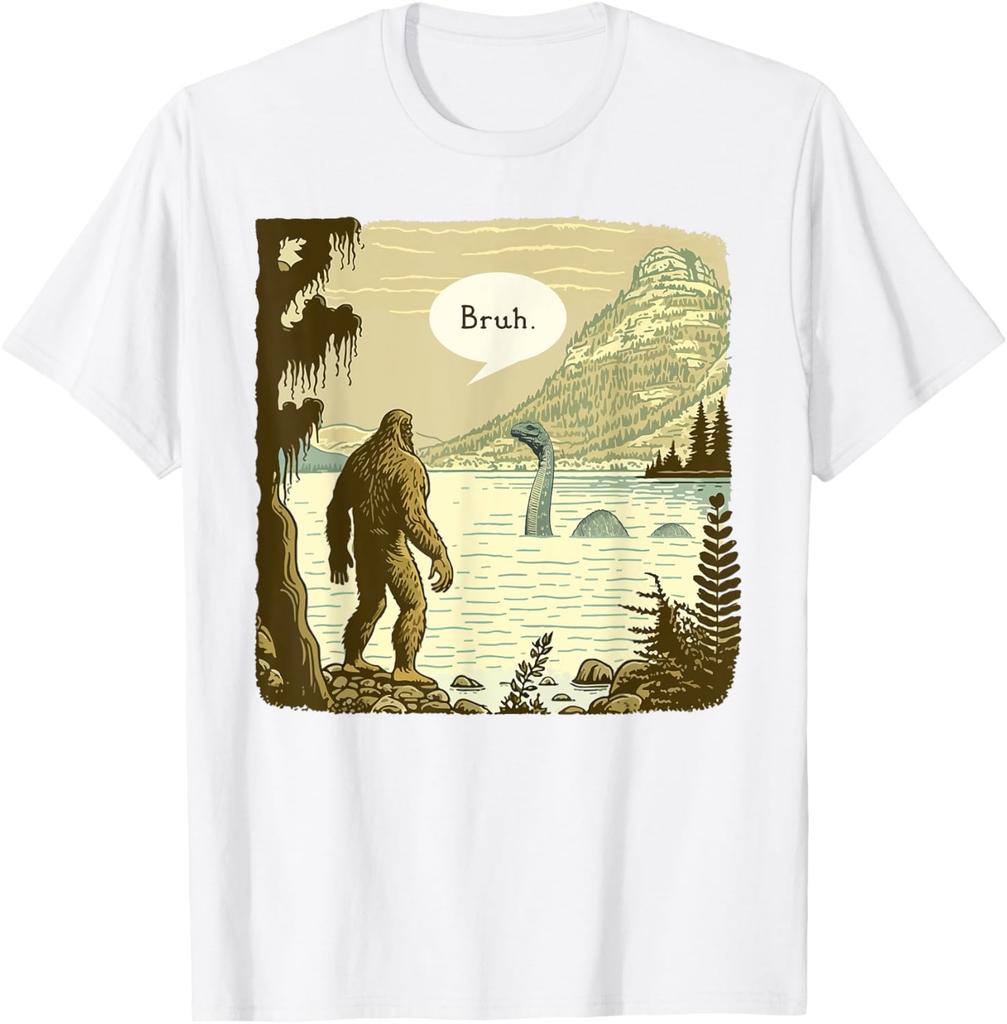 Funny Sasquatch Loch Ness Monster Introvert Bruh TShirt Womens Tshirts Fashion Pure Y2k Clothes Harajuku 2025