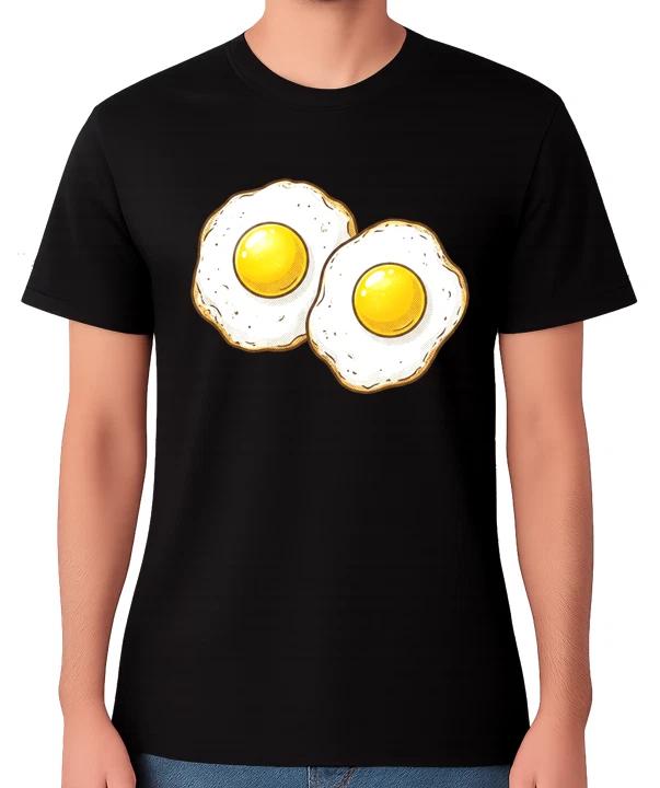 Fried Eggs Funny Food T-Shirt Breakfast Graphic Novelty Unisex Tee XXXXL