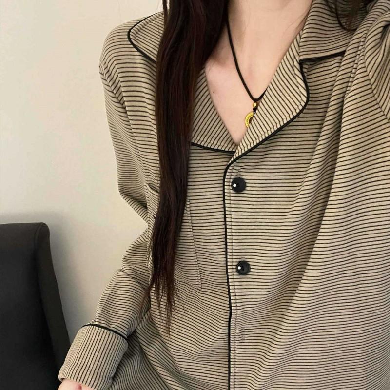 Velvet Striped Cardigan Pajama Set for Women - Autumn/Winter 2025 Collection