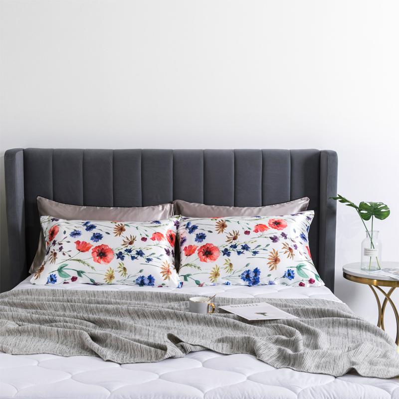 1Pcs Long Bedding Pillow Cover Satin Body Pillow Case Floral Printing Pillowcase King Queen Size